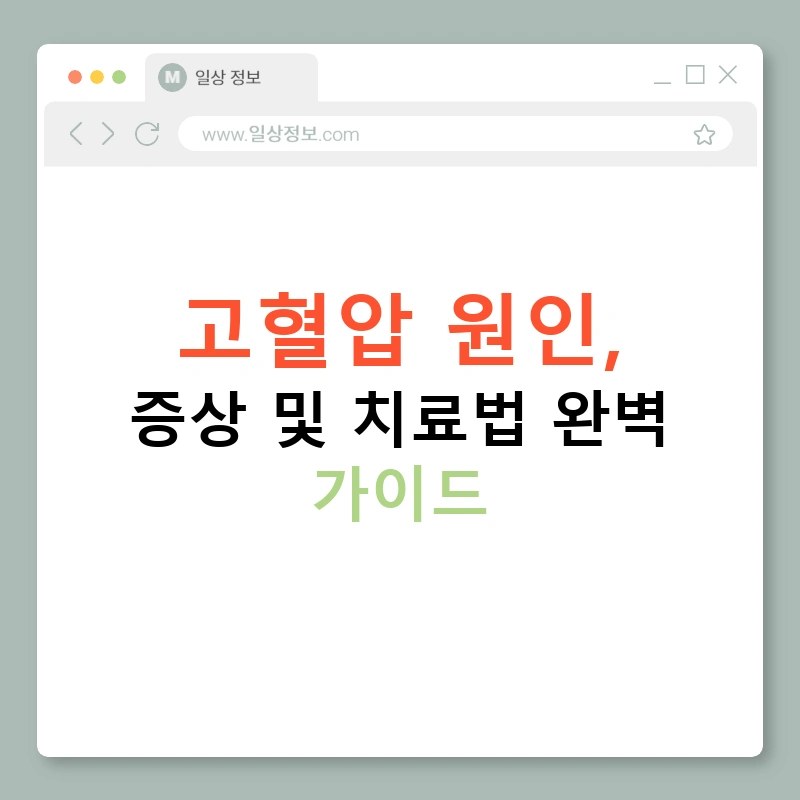 고혈압 원인, 증상 및 치료법 완벽 가이드