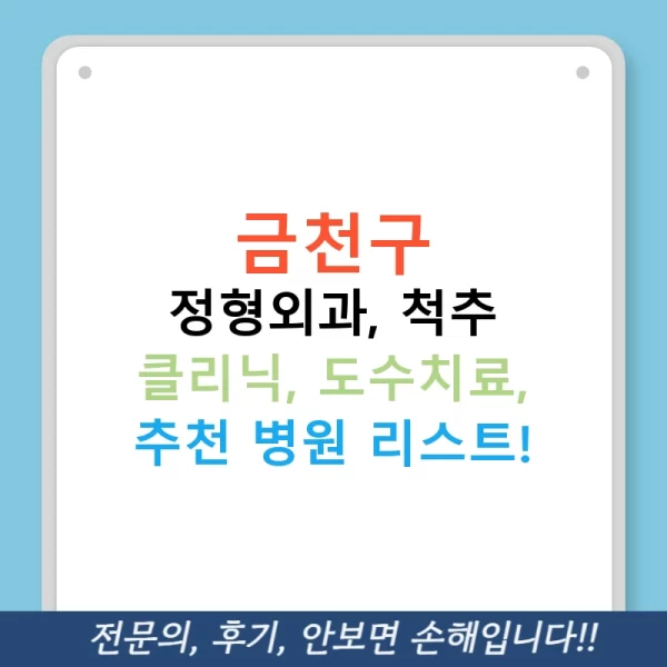금천구 정형외과, 척추 클리닉, 도수치료, 추천 병원 리스트!