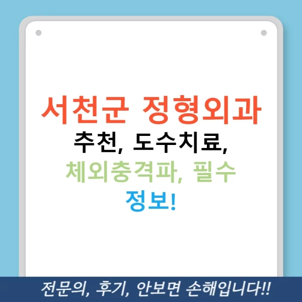 서천군 정형외과 추천, 도수치료, 체외충격파, 필수 정보!