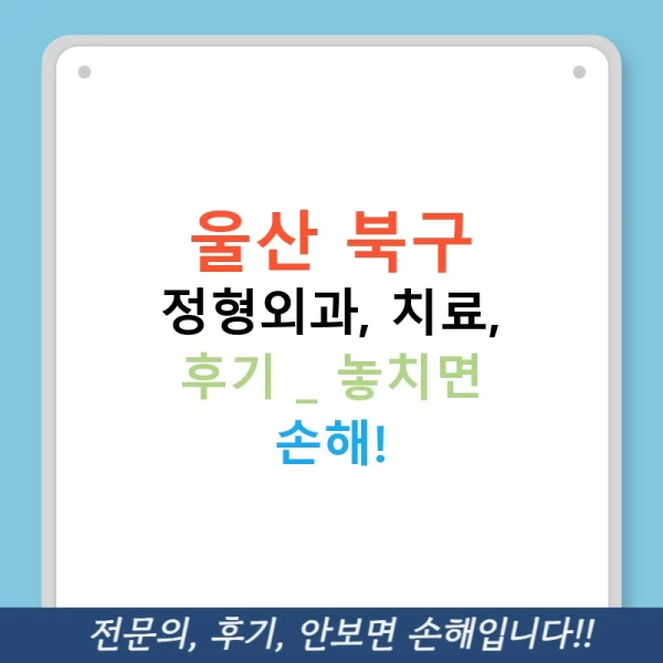 울산 북구 정형외과, 치료, 후기 - 놓치면 손해!