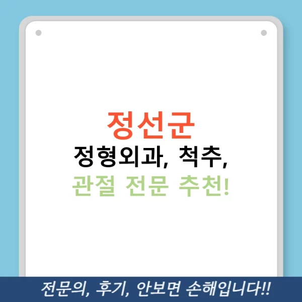 정선군 정형외과, 척추, 관절 전문 추천!