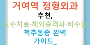 거여역 정형외과 추천, 도수치료·체외충격파·비수술 척추통증 완벽 가이드!