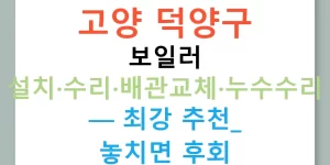 고양 덕양구 보일러 설치·수리·배관교체·누수수리 — 최강 추천! 놓치면 후회