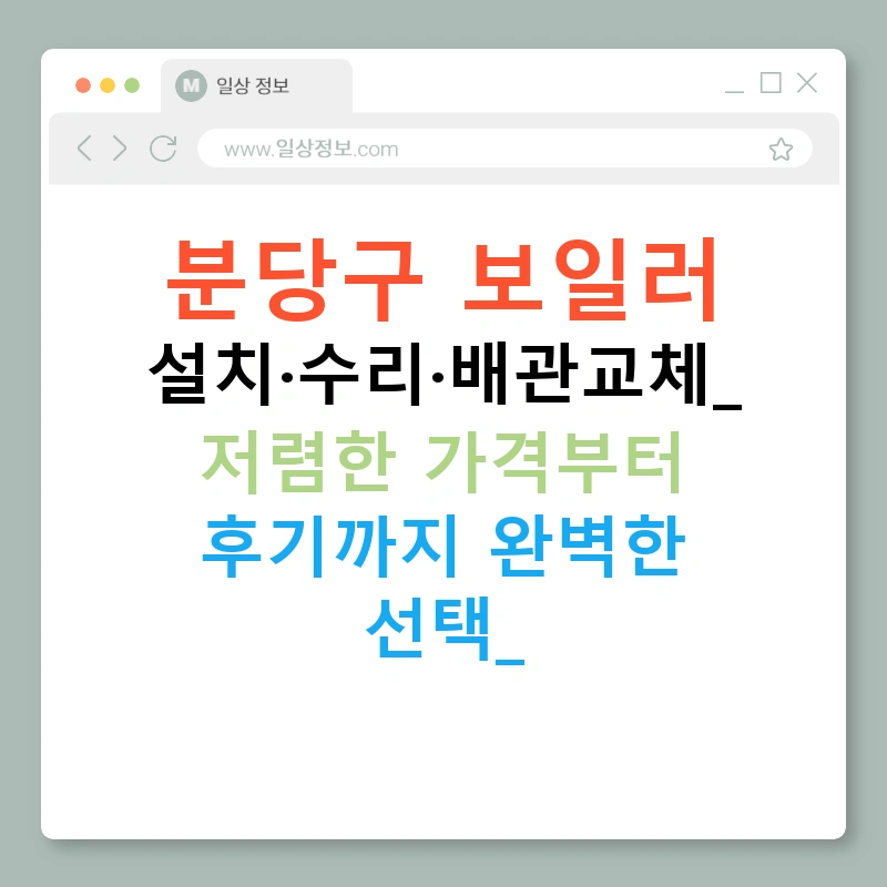 분당구 보일러 설치·수리·배관교체: 저렴한 가격부터 후기까지 완벽한 선택!