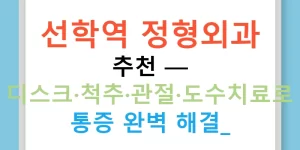 선학역 정형외과 추천 — 디스크·척추·관절·도수치료로 통증 완벽 해결!
