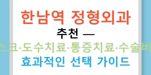 한남역 정형외과 추천 — 디스크·도수치료·통증치료·수술비용, 효과적인 선택 가이드