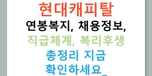 현대캐피탈 연봉복지, 채용정보, 직급체계, 복리후생 총정리 지금 확인하세요!