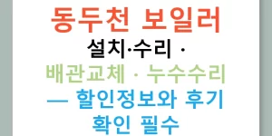 동두천 보일러 설치·수리 · 배관교체 · 누수수리 — 할인정보와 후기 확인 필수