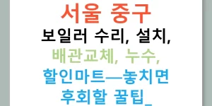 서울 중구 보일러 수리, 설치, 배관교체, 누수, 할인마트—놓치면 후회할 꿀팁!