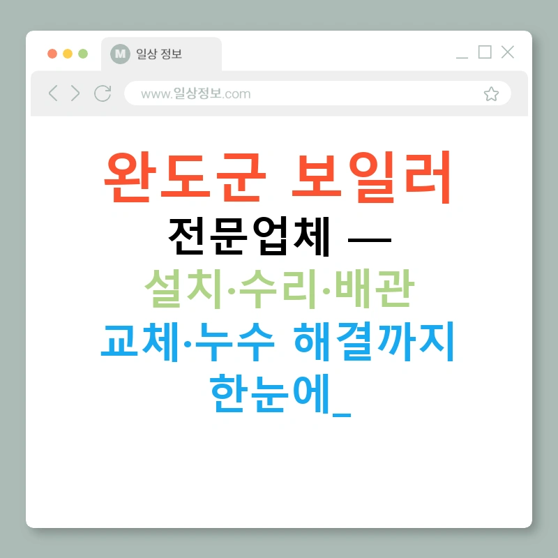 완도군 보일러 전문업체 — 설치·수리·배관 교체·누수 해결까지 한눈에!